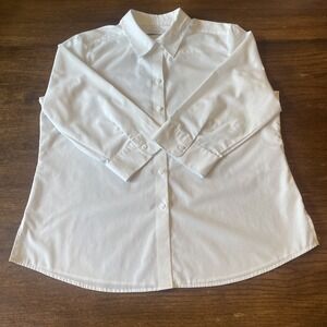 Women's Foxcroft For Appleseed's Wrinkle Free White Size 16 Shaped 3/4 Sleeve